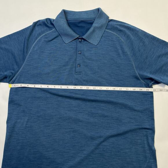 Lululemon Metal Vent Tech Polo Shirt Mens XL Blue Short Sleeve Mesh Silverescent - Picture 7 of 15